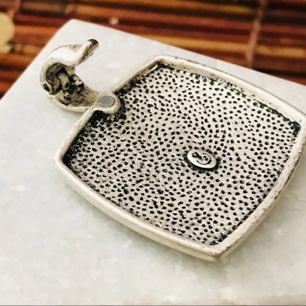 Premier Designs Large Square Pendant Silver Tone - Image 2