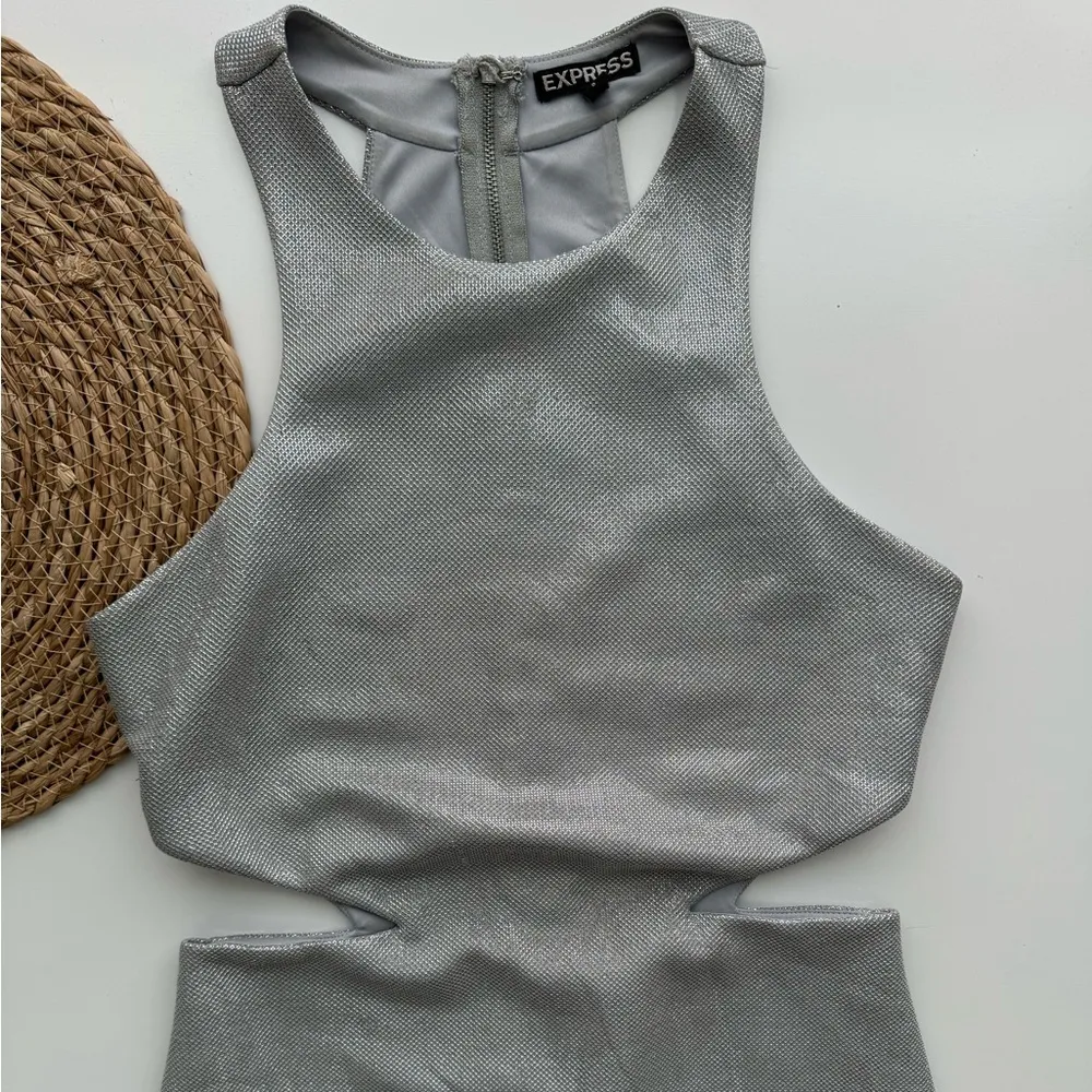 Express‎ Silver Cutout Sheath Dress Size 8 - Image 4