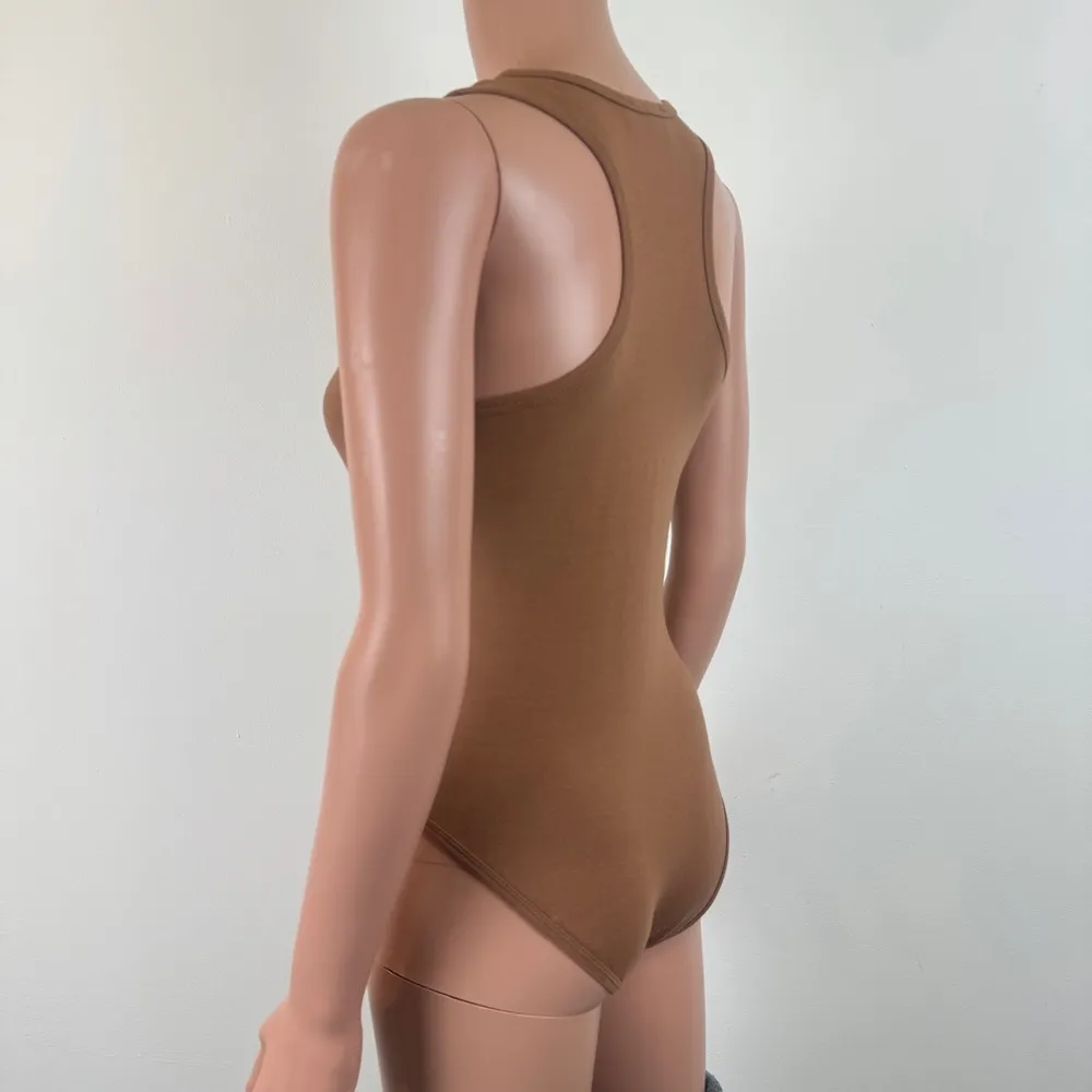 Zenana Seamless Racerback Bodysuit - Camel Color - Image 6