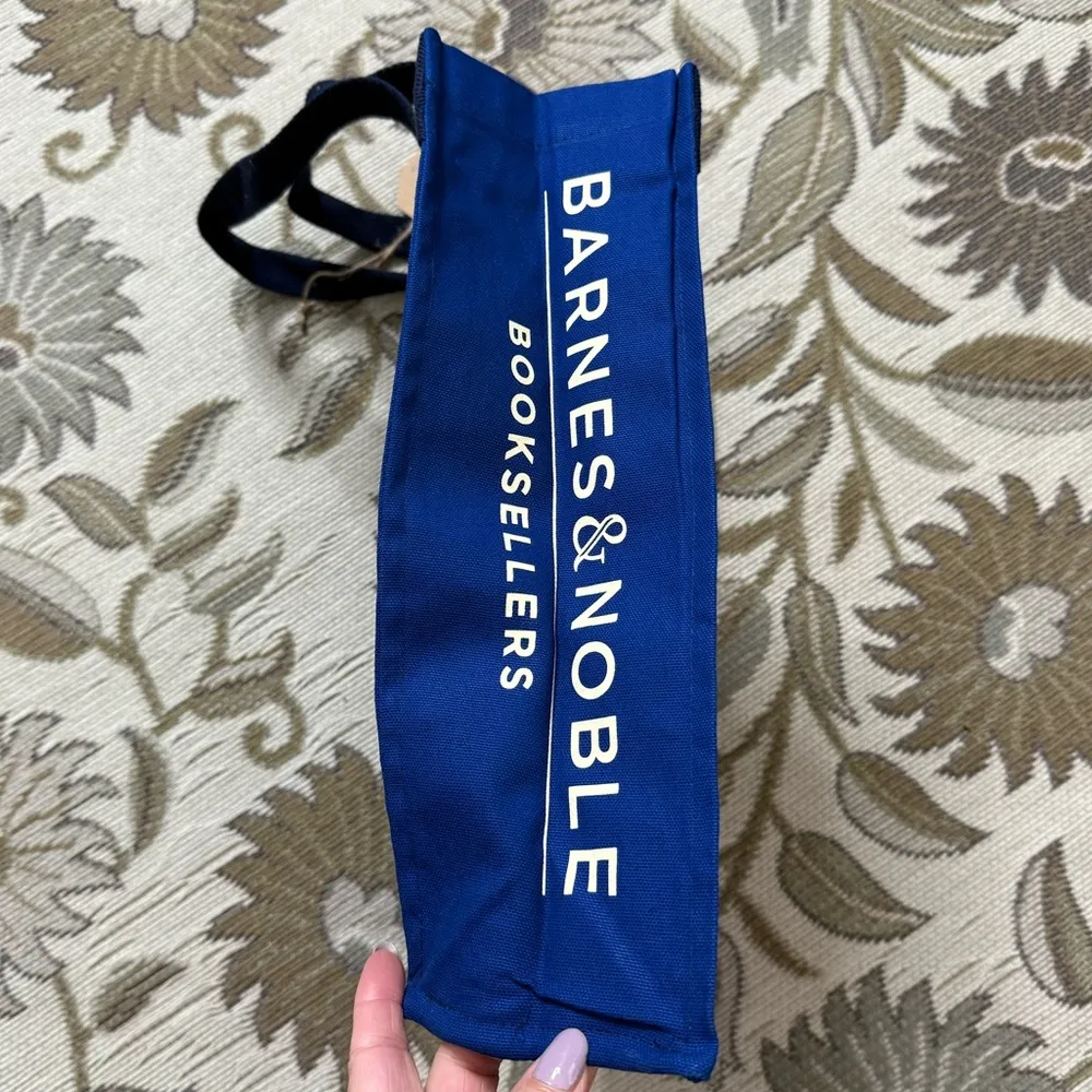 B&N Bookstore Barnes & Noble Bag of Books Tote Bag Canvas Blue New - Image 3