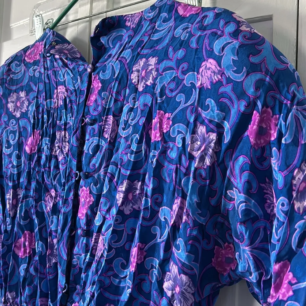 Vintage 80s Maggy London by Jennifer Booher 100% silk Floral dress - Size 10 - Image 9