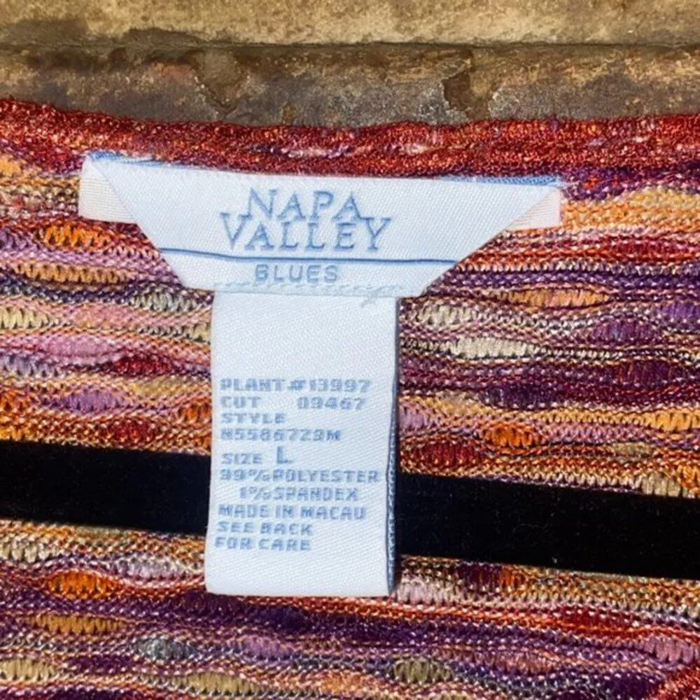 Napa Valley Blues Multicolored Static Surplice 3/4 Sleeve Sweater Size Large - Image 4