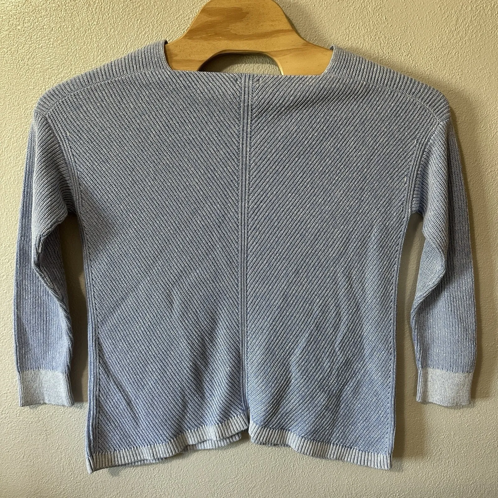 LL Bean Knit Sweater Womens Size Large Blue Cotton Quality Tunic Beach Boho Blue - Image 3