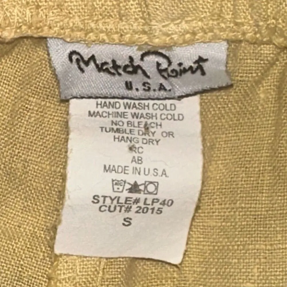 Match Point Linen Pant Cropped Pants Yellow - Image 3