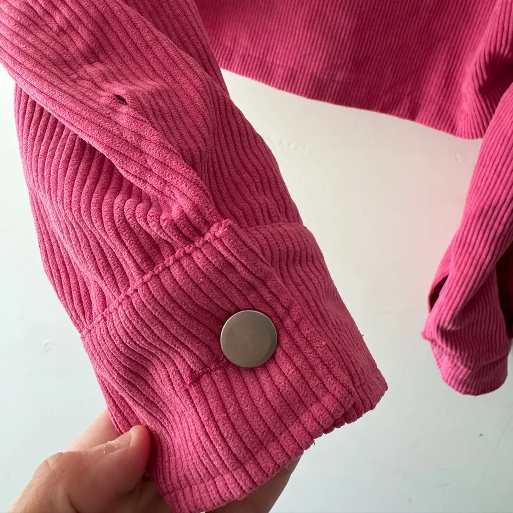 SHEIN Hot Pink Corduroy Cropped Jacket - Image 4