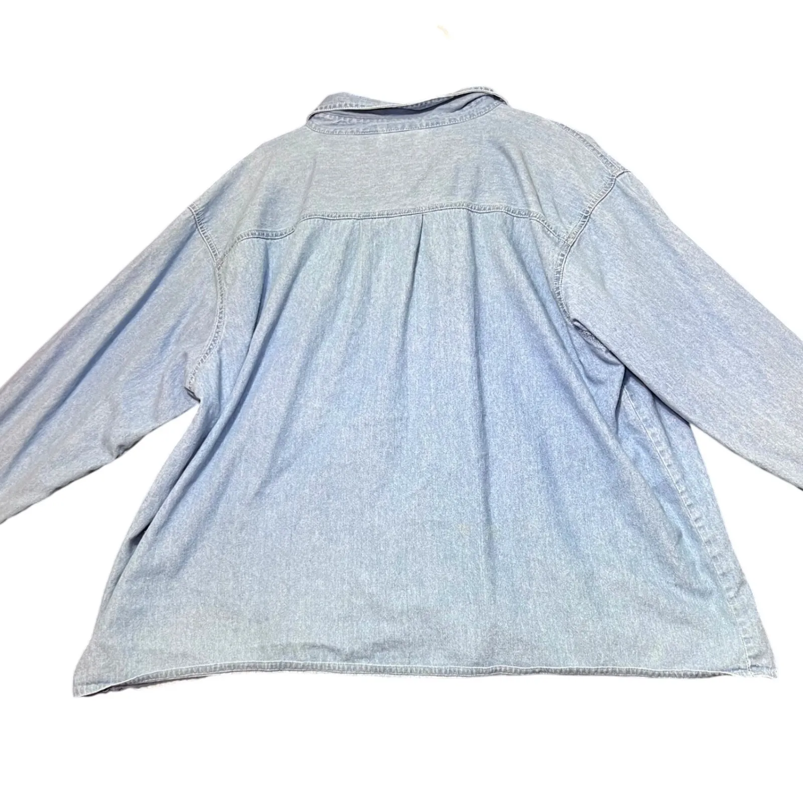 Disney Winnie the Pooh Vintage Denim Shirt Womens 24W Blue Embroidered Button Up - Image 3