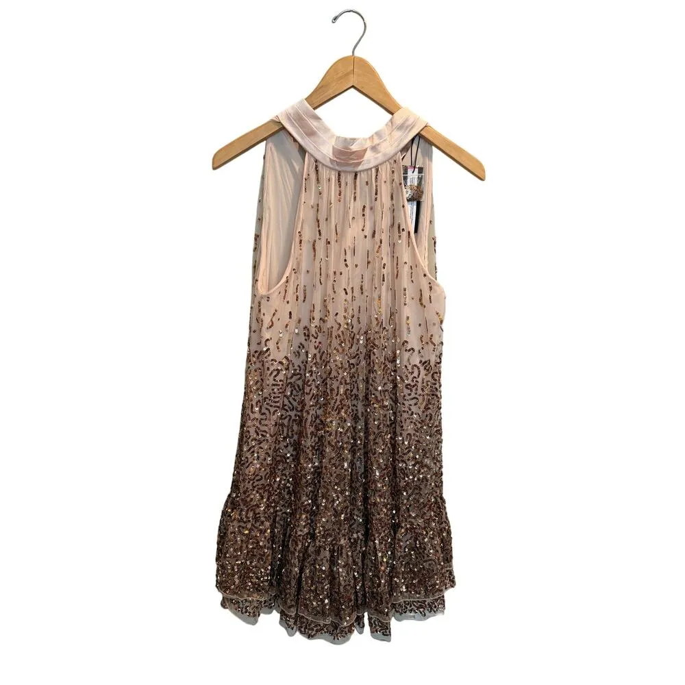 Alice + Olivia Zenon Cape Mini Dress Size 2 Pearl Blush/Rose Gold Sequin NWT - Image 6