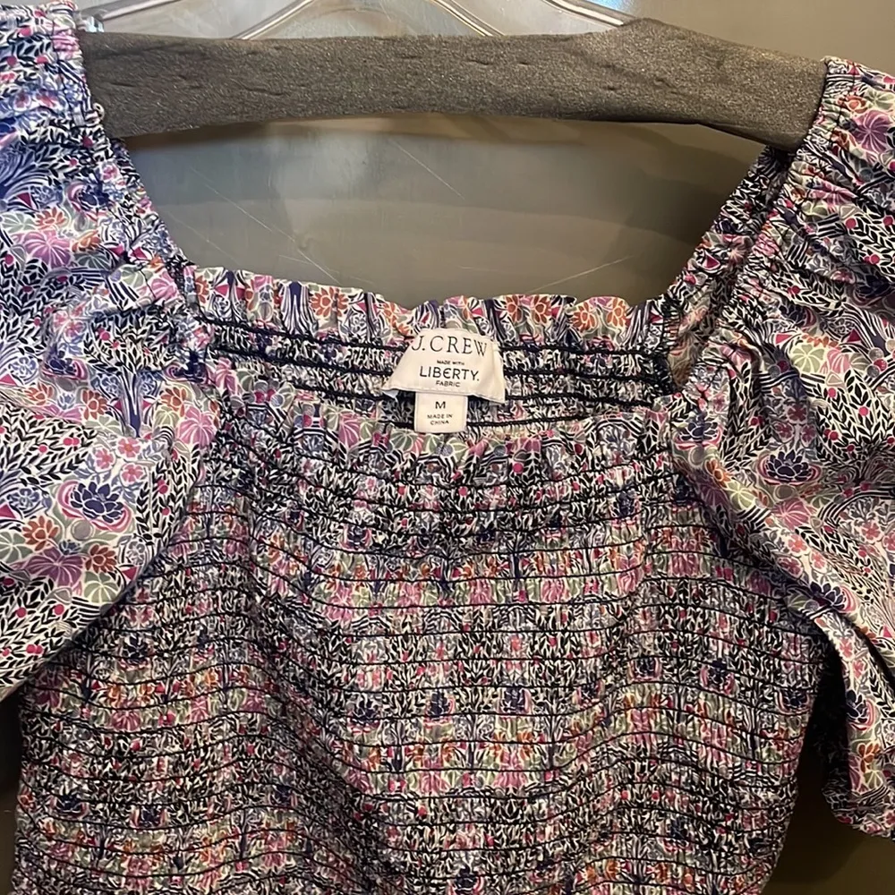 J. Crew Smocked Square-neck Cotton Top In Liberty Club Nouveau Floral Pr… - Image 6