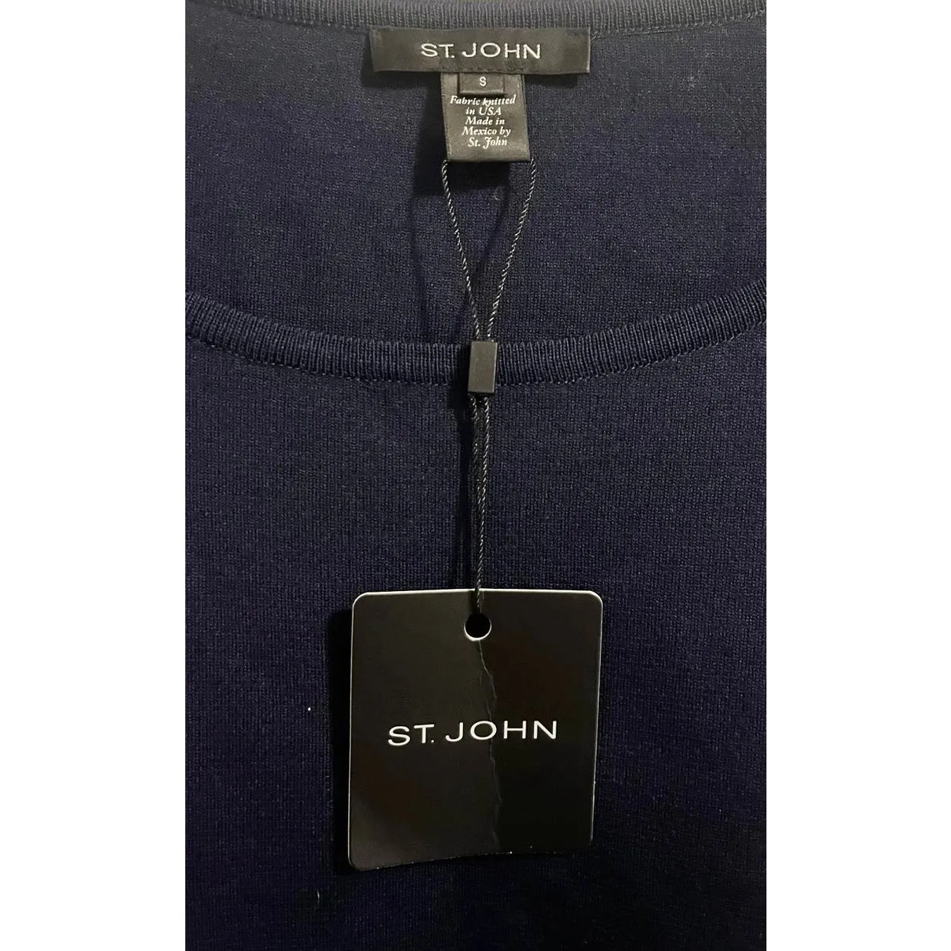 NWT St. John Navy Blue Sleeveless Knit Top Boat Neckline sz. S - Image 3