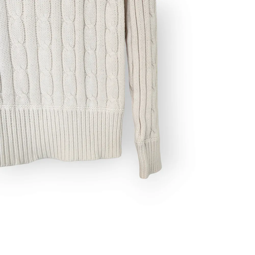 Liz Claiborne White Asymmetrical Mock Neck Cable Knit Sweater M - Image 4