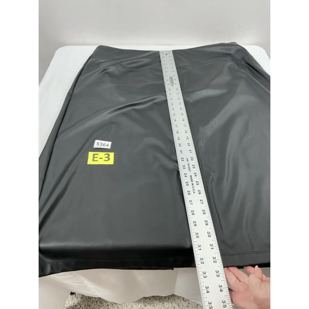Womans A New Day Maxi Faux Leather Skirt 22 Black Side Zip Back Slit - Image 6