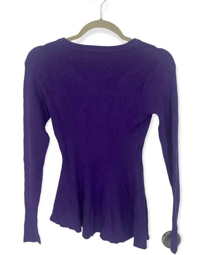 Allegra K Long Sleeve Ribbed Knit Ruffle Hem Peplum Sweater SZ S - Image 5