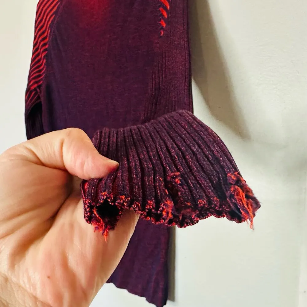 DREYDEN Maroon Red Indigo Blue Wool Romy Long Sleeve High Neck Sweater Size XL - Image 6