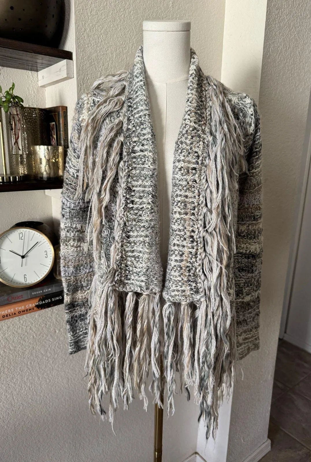 Free People Fringe Light Neutral Combo Cardigan XS - Image 3