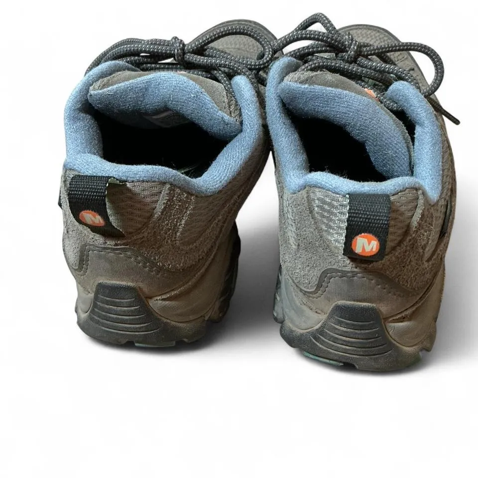 Merrell Moab Waterproof Hiking Shoes Women's Gray Teal Vibram Sole - Image 3