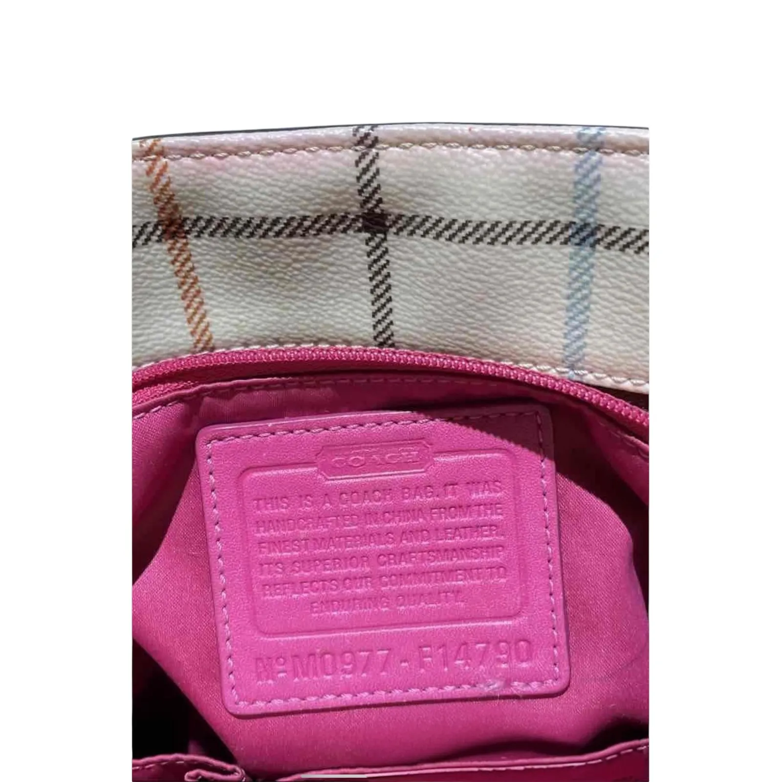 Coach‎ Heritage Tattersall Plaid Shoulder Tote Bag – Style F14790 - Image 7