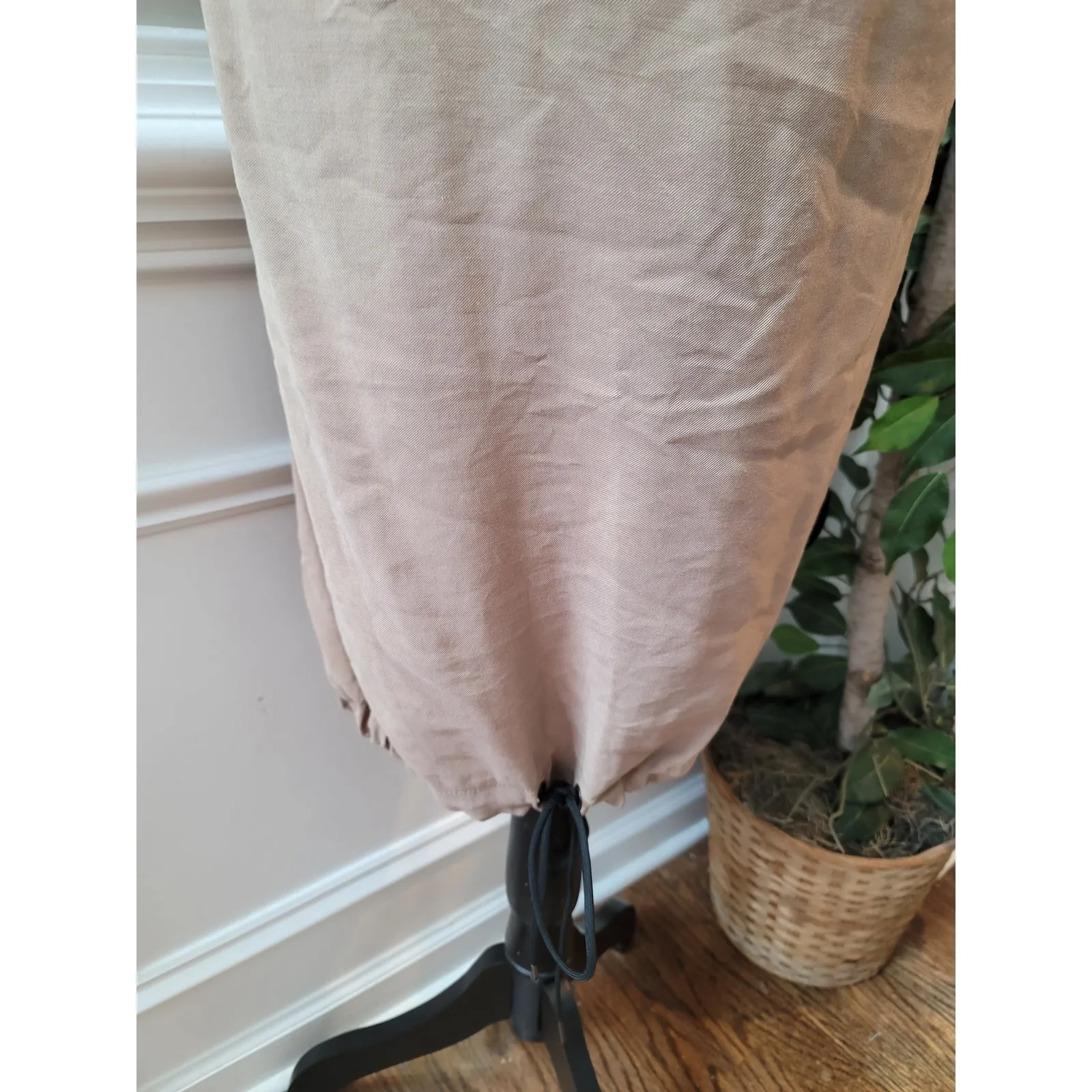 Zara Basic Hoodie Dress Womens Small Beige Black Short Sleeve Casual Streetwear - Image 9