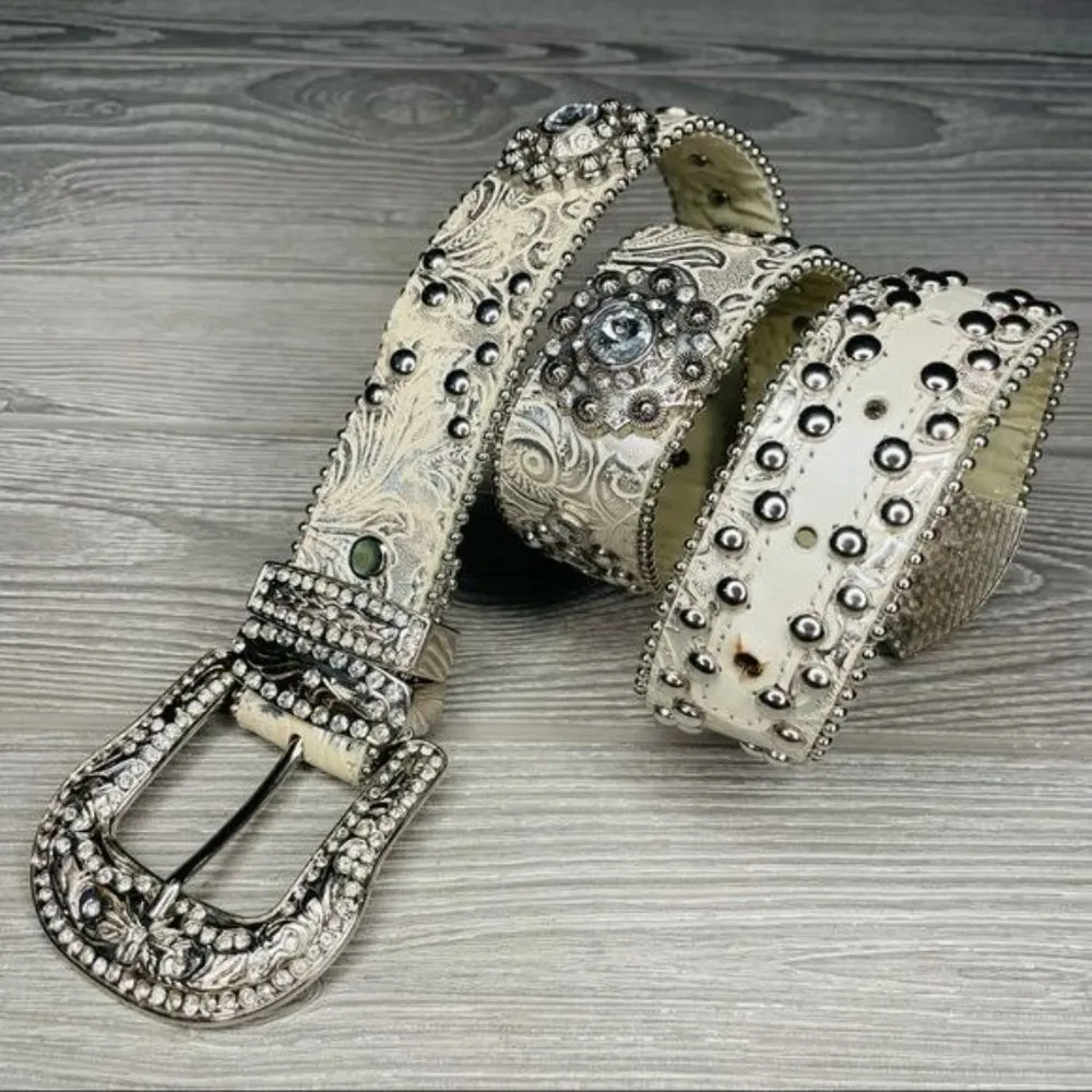 blazin roxx belt silver and white rhinestone hem sparkle glitter belt accessory - Image 8