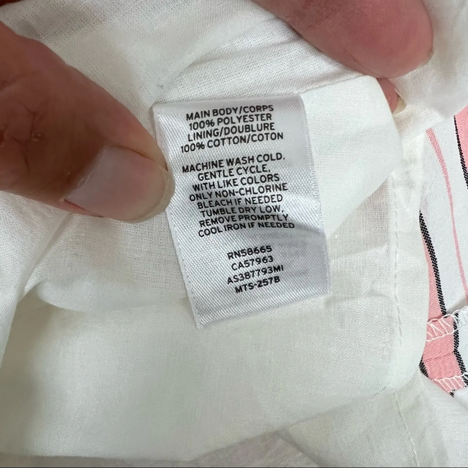 Nordstrom 1901 Mini Dress Fit and Flare White Pink Pleated Back Cut Out Size 6 - Image 7