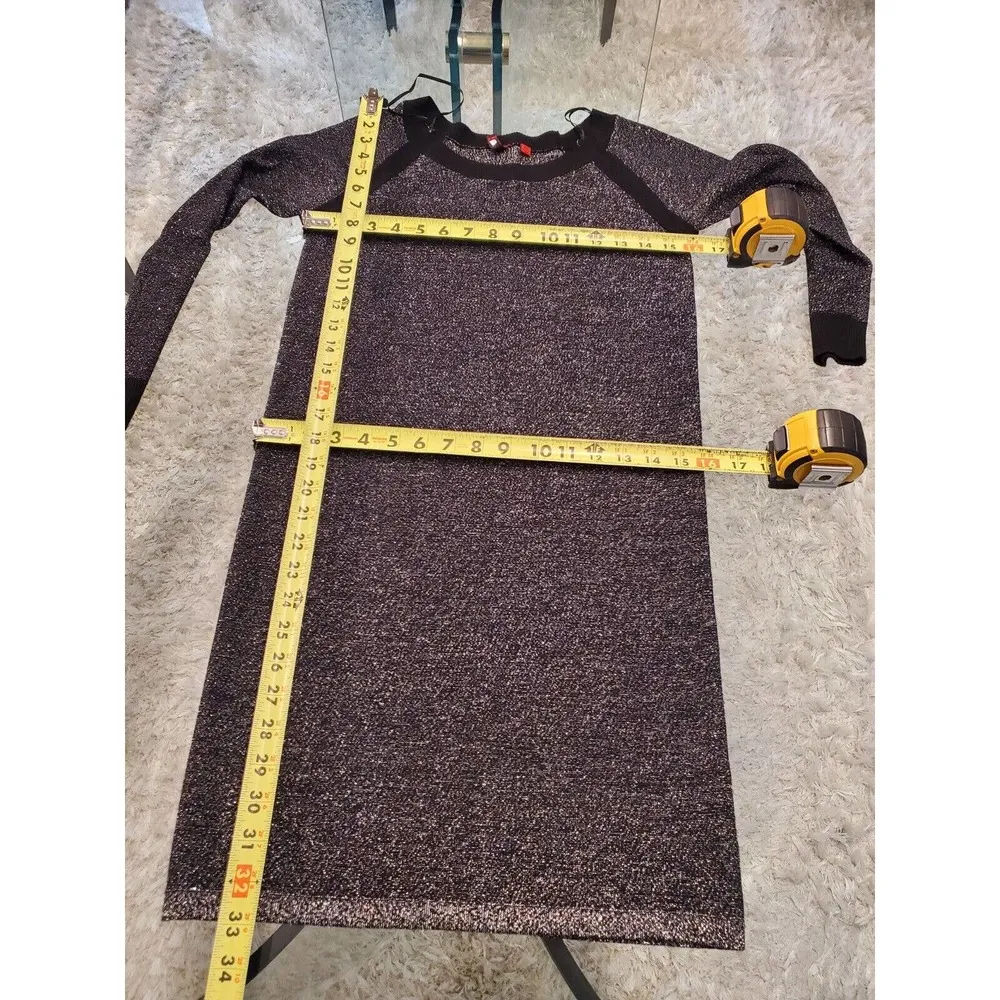 5/48 Women Gray Viscose Round Neck Long Sleeve Casual Knee Length Dress Size XS - Image 11