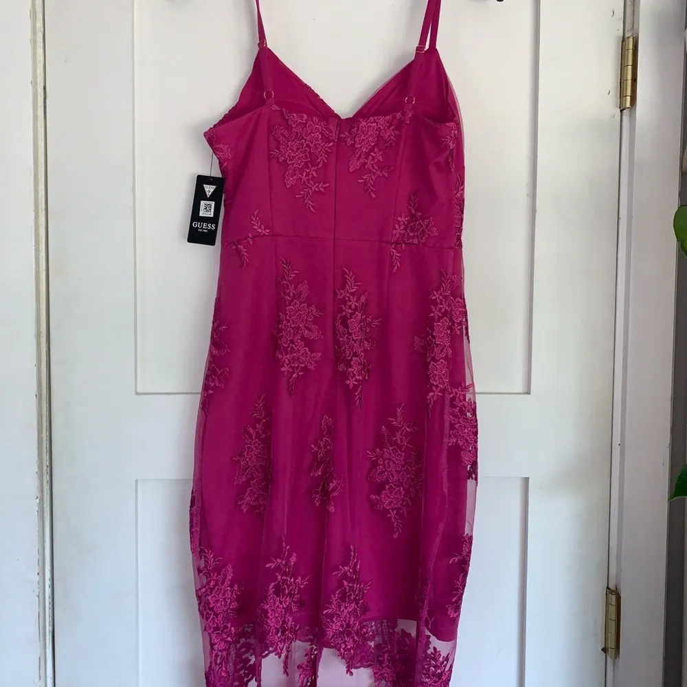 Pink Embroidered Lace Sheath Dress Floral 2 - Image 6