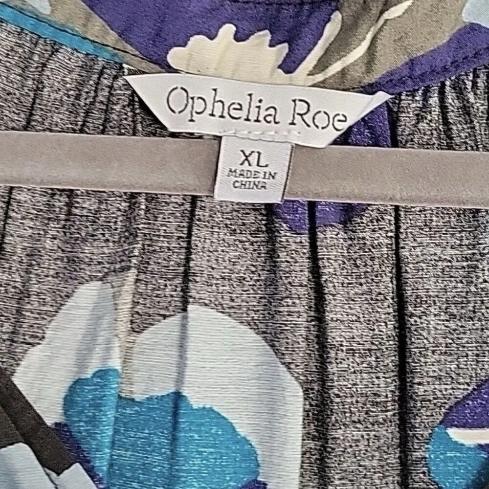 New Ophelia Roe Women Size XL Midi Dress Gathered Waist Belt Cruise Vacay Modest - Image 3