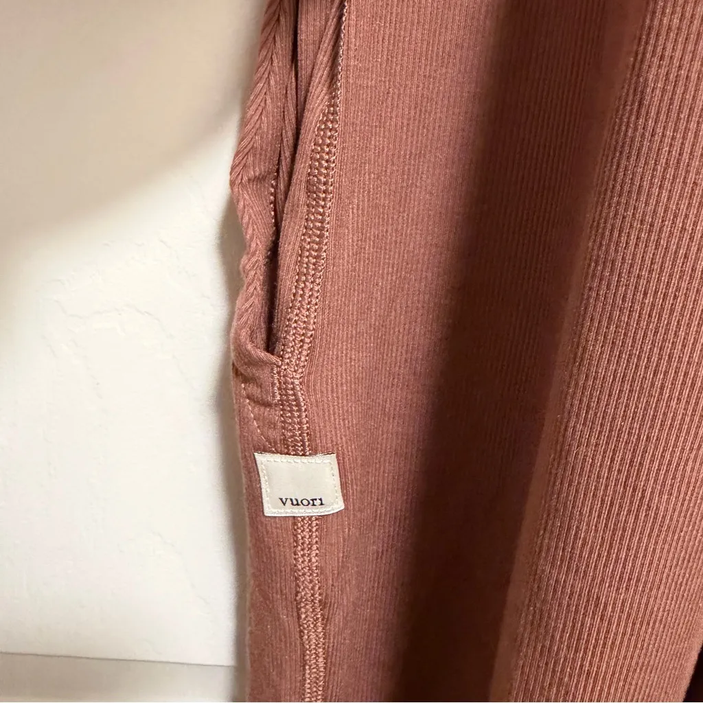 Vuori Mudra Pose Jumpsuit in Chestnut Style VW491 Wide Leg Rib Knit Size Small - Image 4