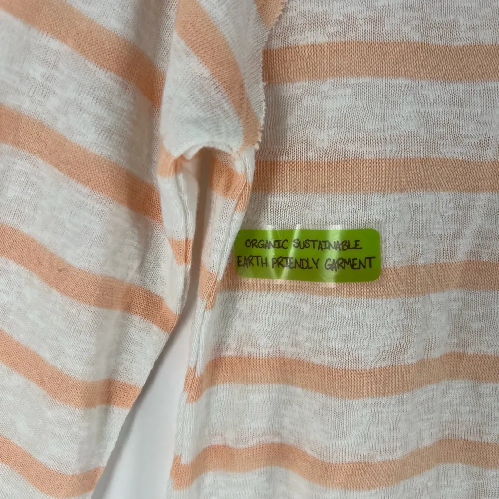 Earth Yoga Organic Cotton Blend Striped Hooded Pullover Lightweight Burnout White Size L - Image 5