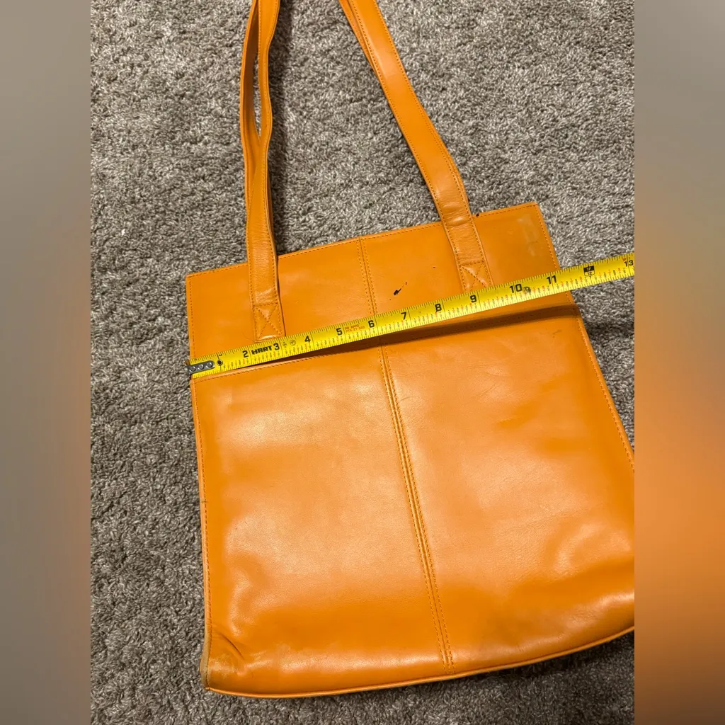 (No Brand) Orange Tote Purse w/ Magnetic Closure: 26” x 11” Blue - Image 5