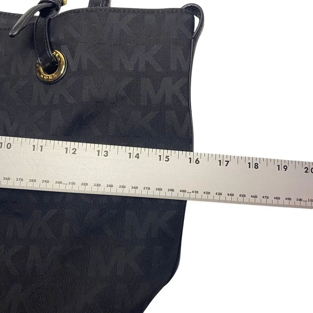 Michael Kors - Black Gold MK Logo Print Shoulder Bag / Purse / Handbag Carry All - Image 6