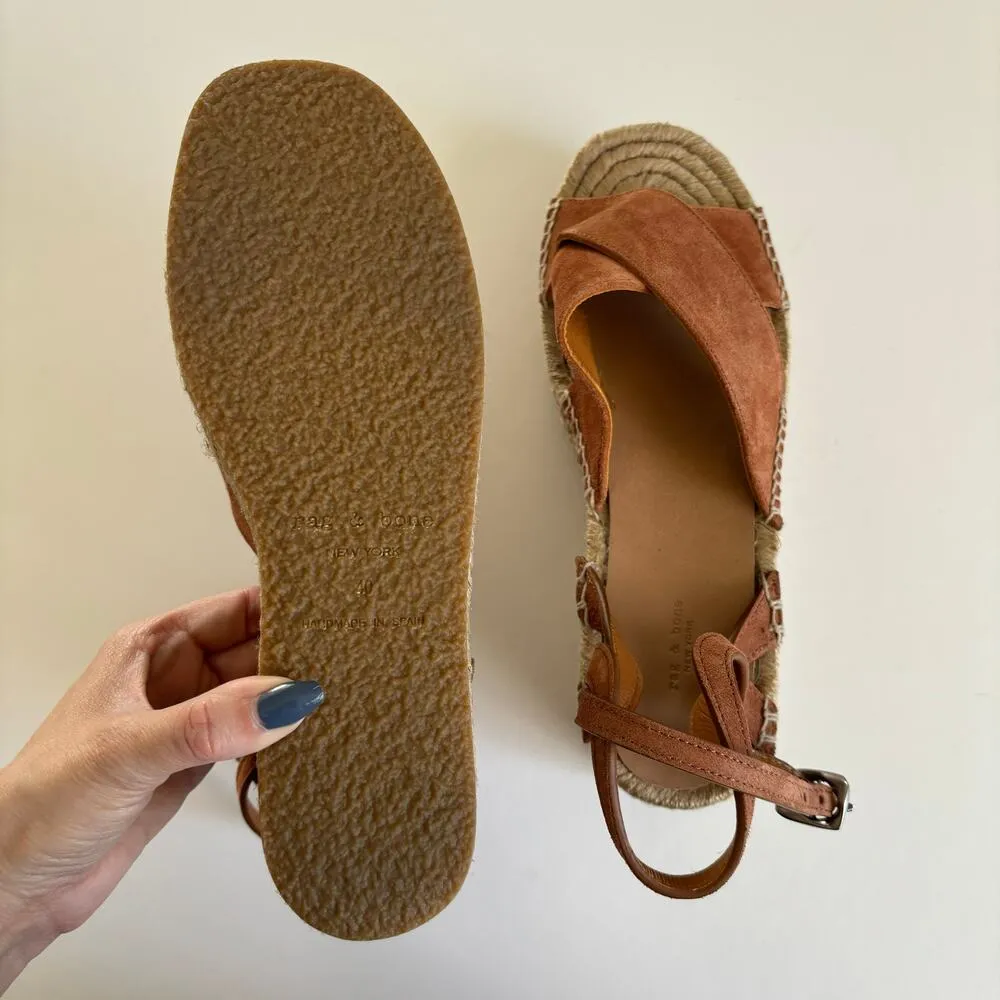 Rag & Bone Hera Brown Espadrille Jute Platform Wedge Sandals Women’s Size 10 - Image 7