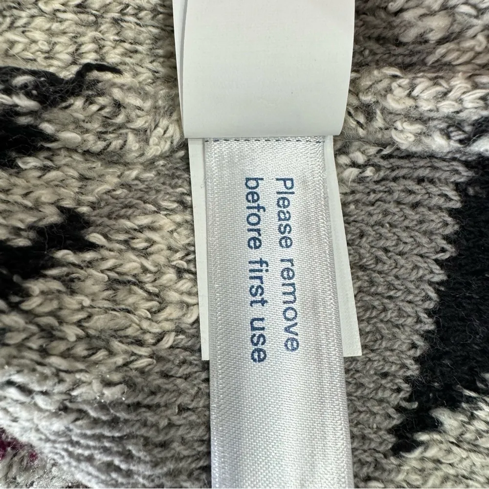 Lucky Brand Long Gray Black Purple & Yellow Aztec Design Open Front Cardigan M - Image 13