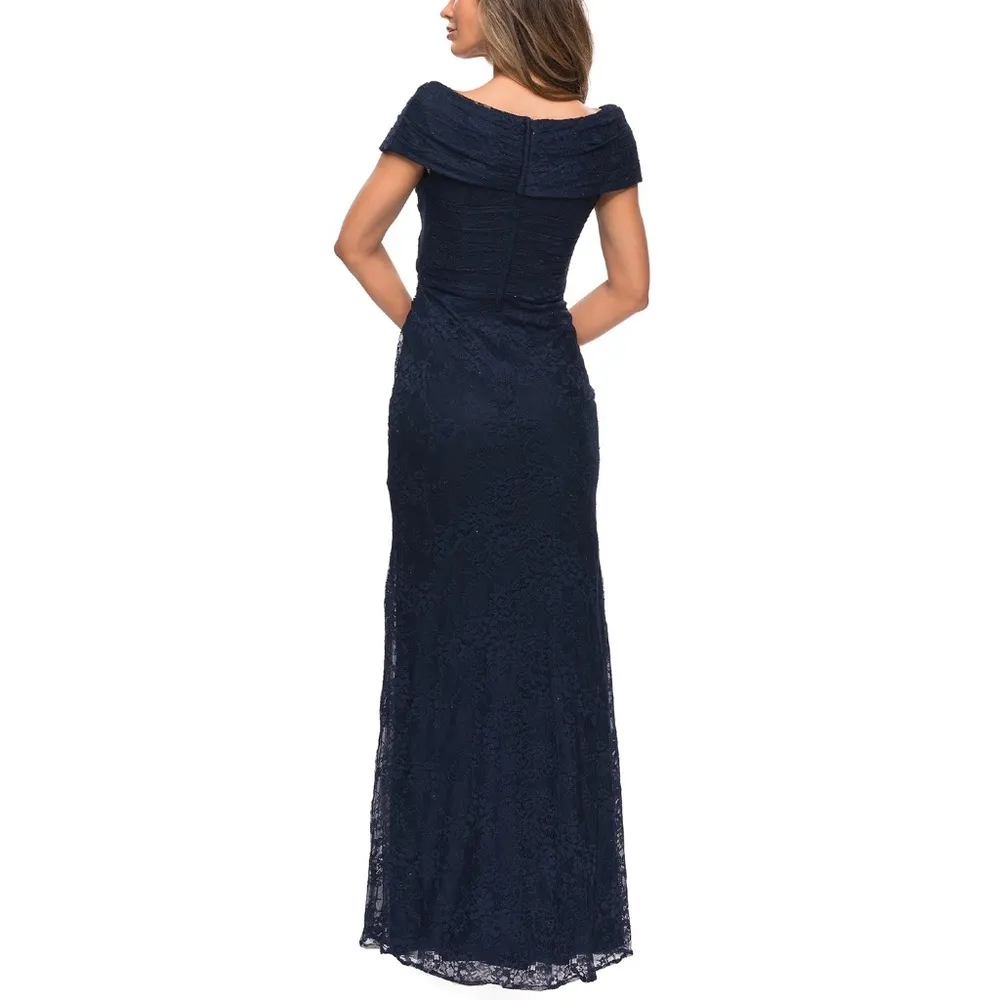 La Femme 27982 Portrait Neck Cap Sleeve Lace Gown - Image 10