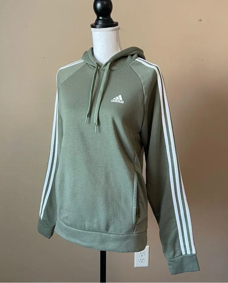 ADIDAS | Olive Green Kangaroo Pocket Hoodie Sweatshirt Sz S - Image 5
