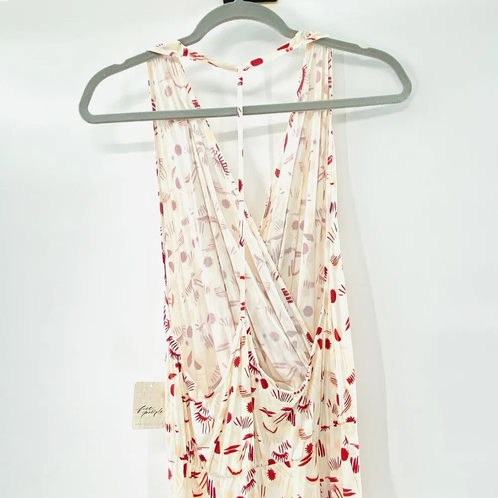 NEW Free People Daria Ivory Printed Sleeveless Halter Slit Maxi Dress T-Back Med - Image 8