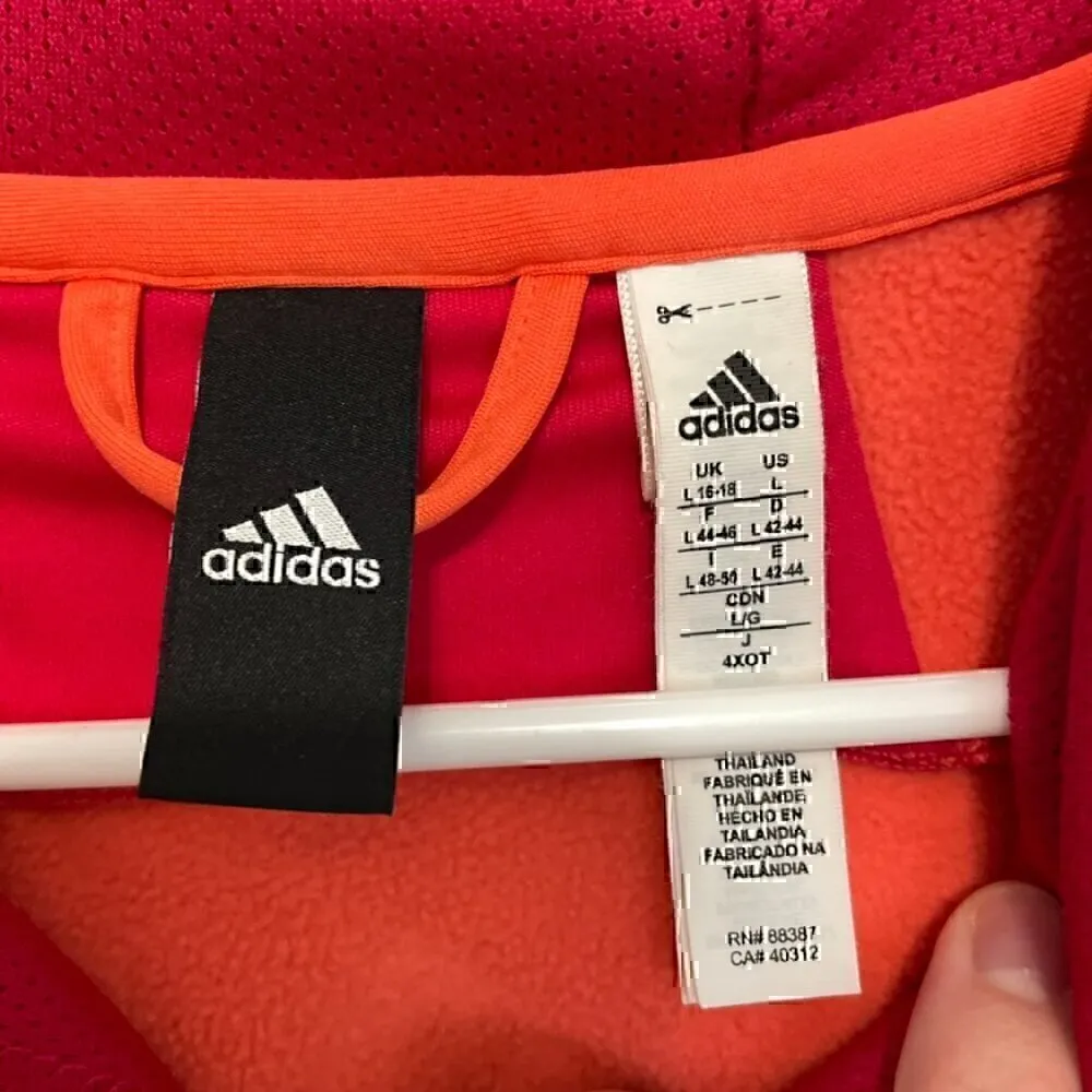 ADIDAS Climawarm Team Issue Fleece Pullover Logo Hoodie Red Active Sweatshirt L - Image 4