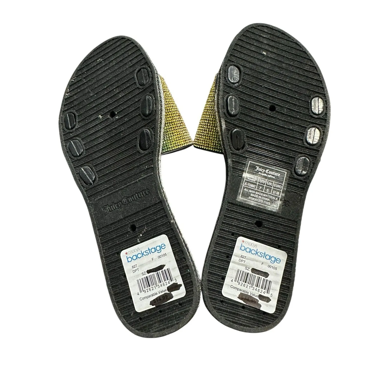 Juicy Couture Bling Slides‎ Sandals Size 7 Rainbow Rhinestone Shiny #S22-1 - Image 6