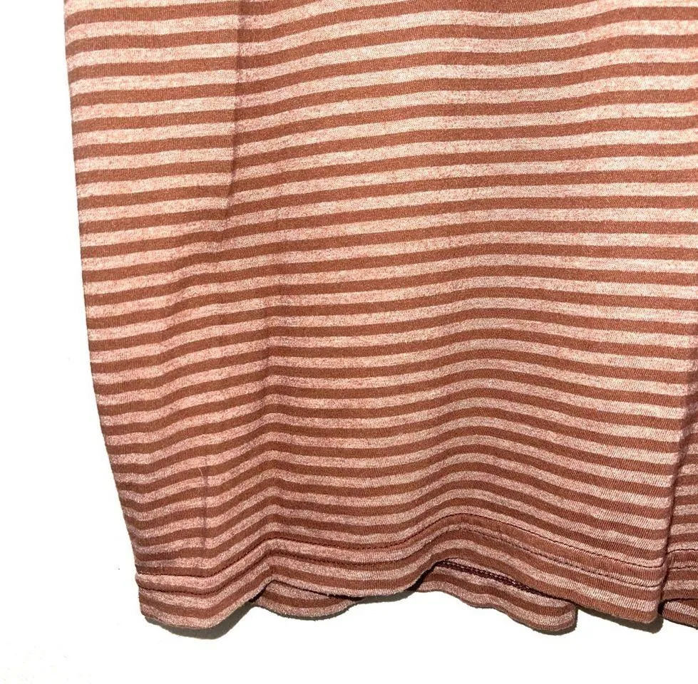 Urban Outfitters Brown Striped V-neck Short Sleeve Tee - Image 4