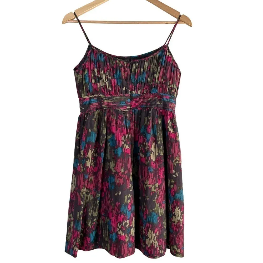 Halogen Silk Blend Babydoll Dress with Pockets in Colorful‎ Abstract Print, Sz 2 - Image 8