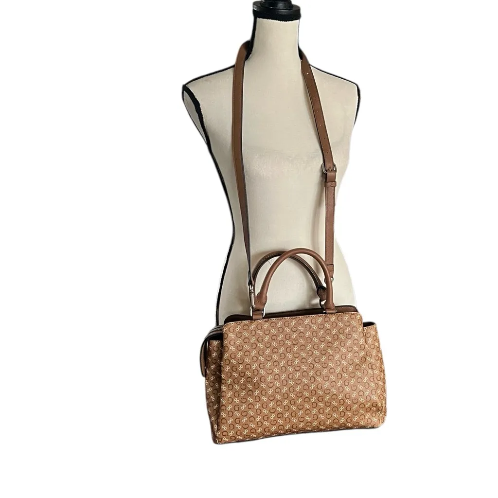 Guess Signature Nueva Crossbody Satchel Warn Tan Handbag - Image 5