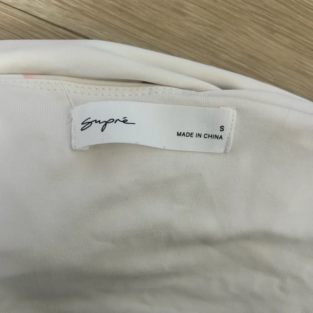 Supré Pink Orchid Print Halter Top – Size Small White - Image 7