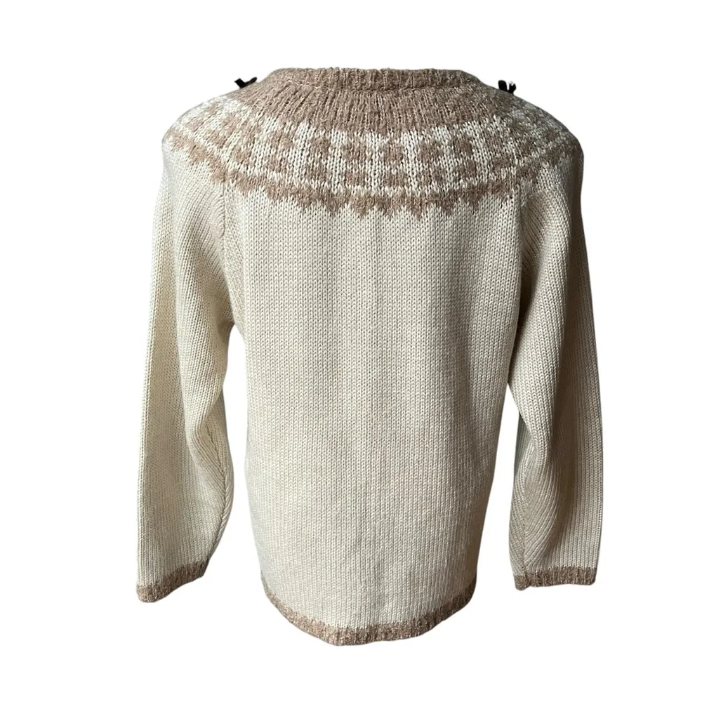 Vintage ApAlettA (high end Japanese brand) Fair Isle Button Down Sweater. Brown Size M - Image 8