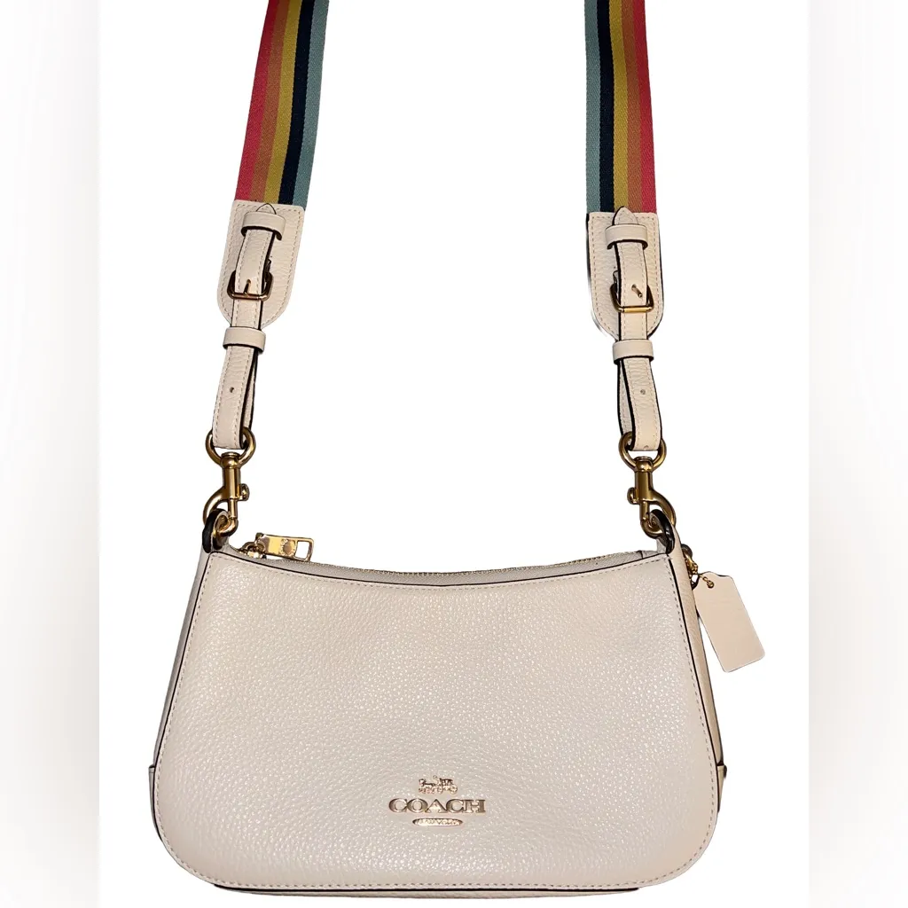 COACH JES BAGUETTE CROSSBODY PURSE W/RAINBOW STRAP & GOLD HARDWARE #C7265 - Image 2