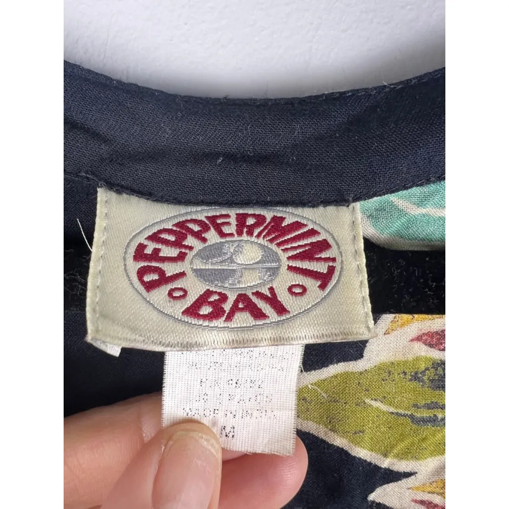 Women's Peppermint Bay Black Multicolor Floral Maxi Dress M Vtg Resort Wear Beac Size M - Image 3