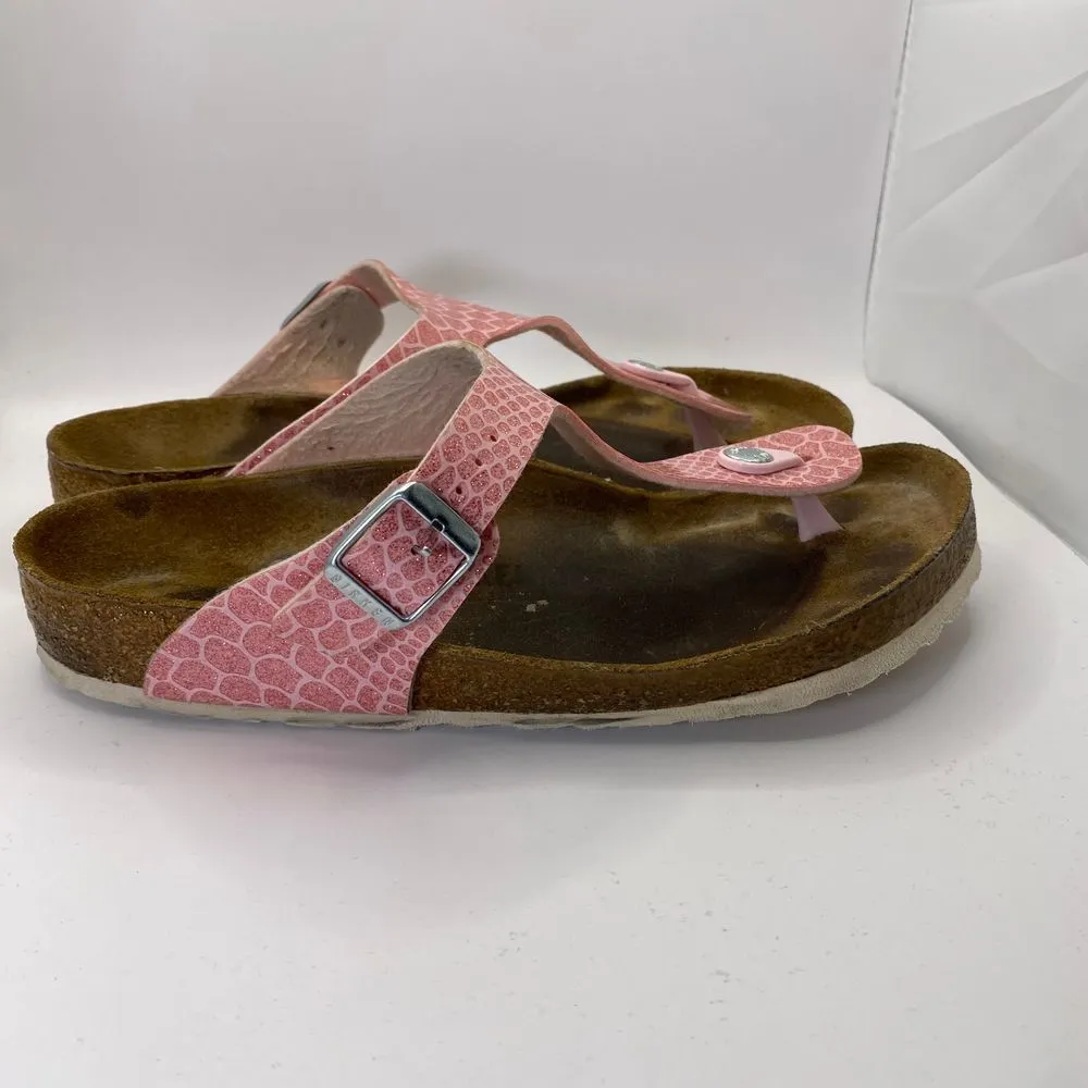 Birkenstock Gizeh Thong Sandals Size 39‎ W8 Pink Snakeskin Comfort Footwear - Image 4