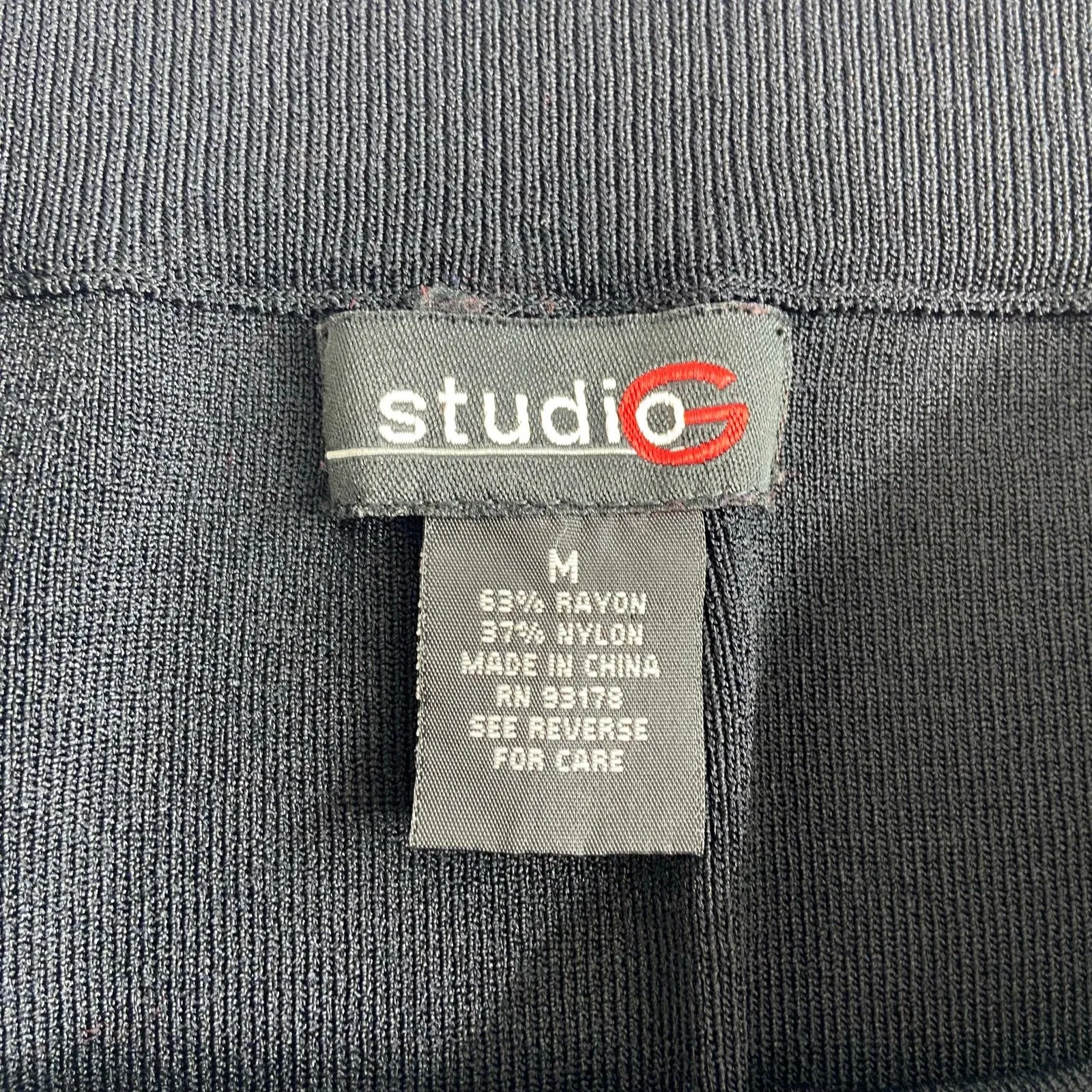 Vintage Studio G women's black‎ thick knit stretch ankle pull on split hem skirt Size M - Image 5