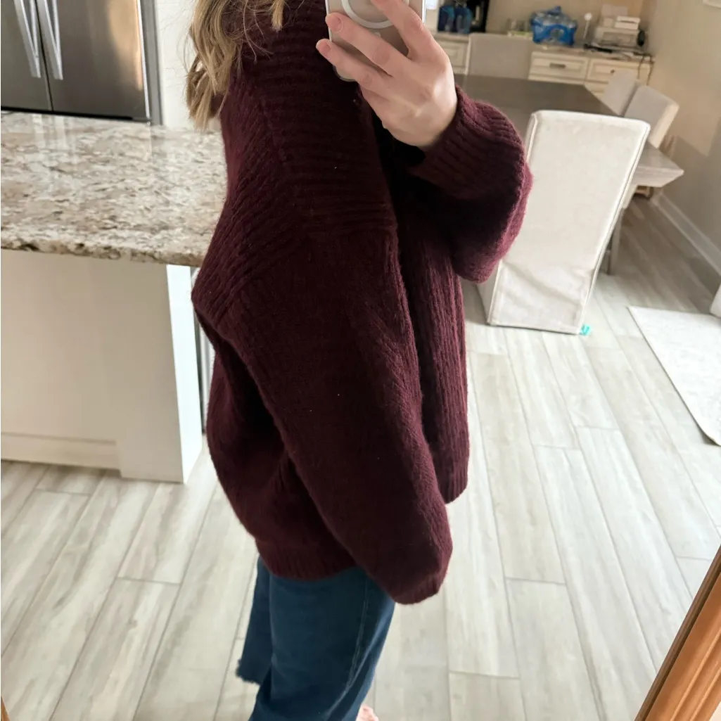 Old Navy Cozy Shaker Knit Cardigan Burgundy Size XXL - Image 4