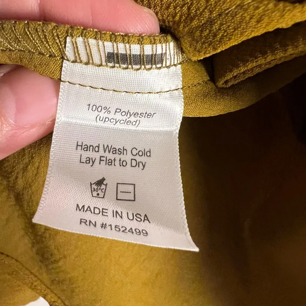 Amour Vert Nadja Mustard Yellow Square Neck Button Front Cropped Peplum Top M - Image 11