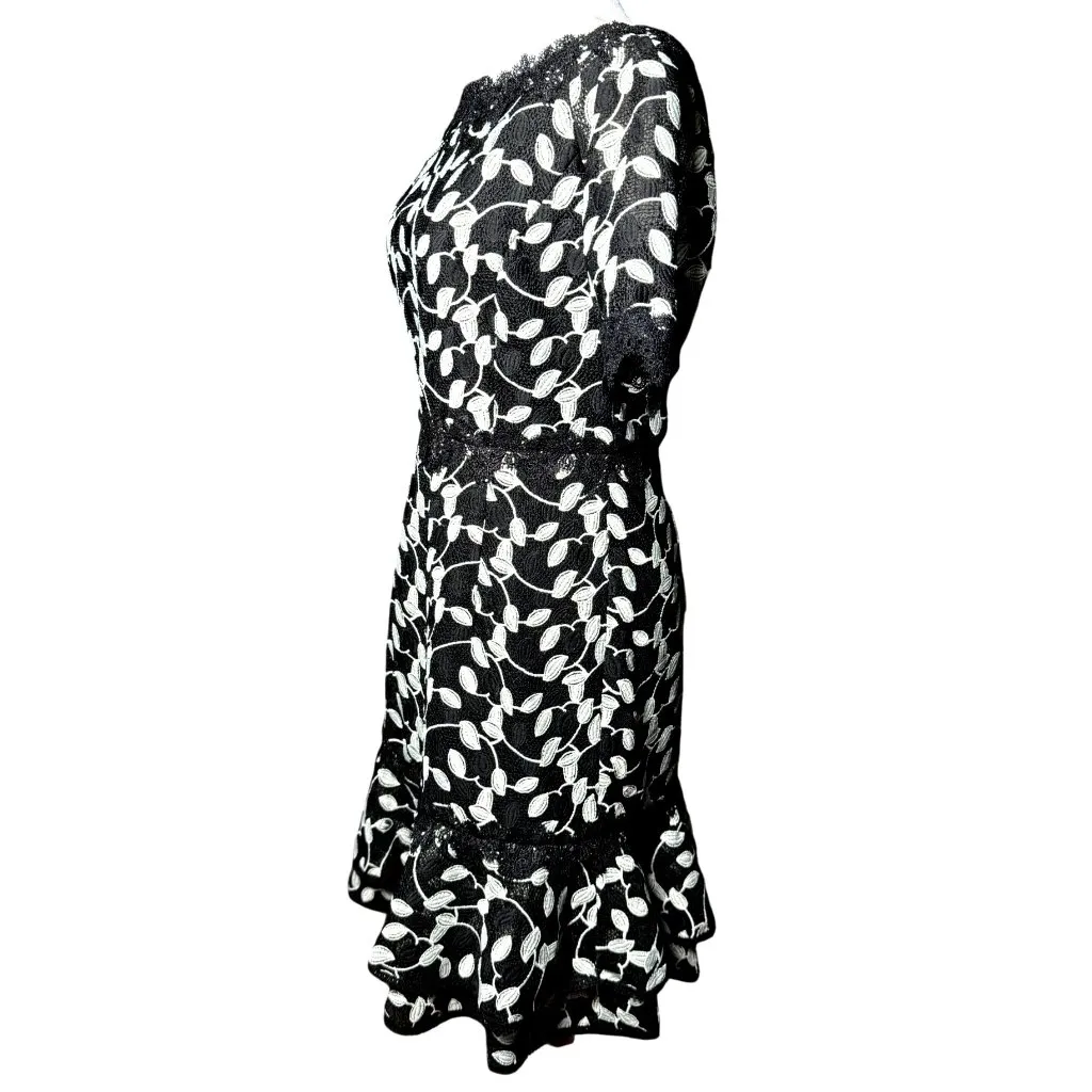 NEW SHANI Black White Lace Floral Cocktail Dress M Womens Elegant Party Wedding Size 4 - Image 3