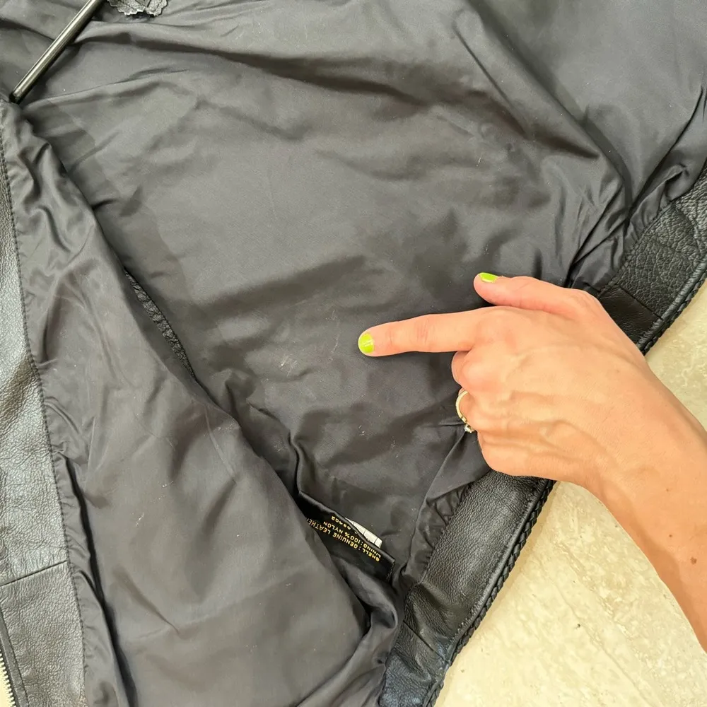 Harley Davidson Womens L Genuine Leather Zip Pocket Vest Biker Motorcycle Vtg - Image 9